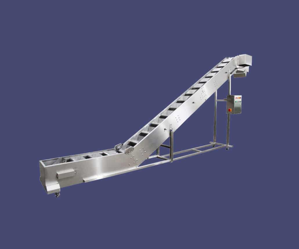 Transportador inclinado de cangilones de acero